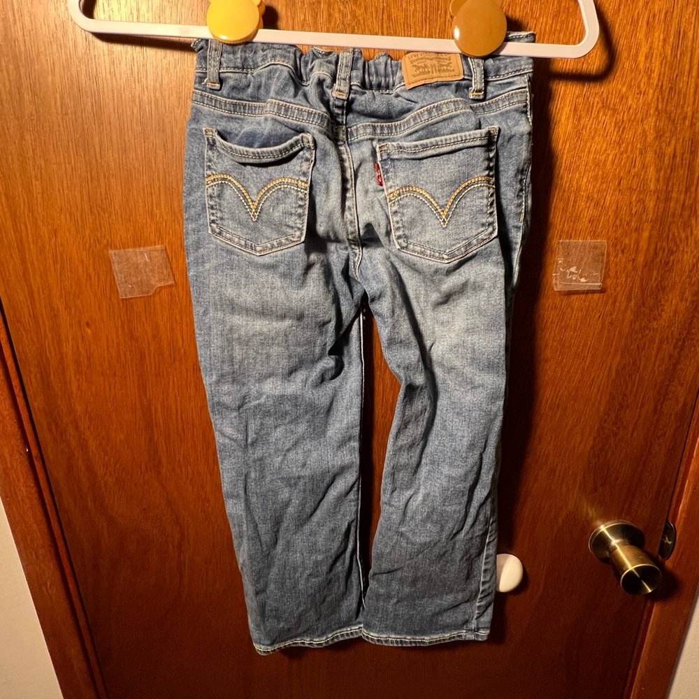 Levi’s 715 crop boot cut floral embroidered blue jeans